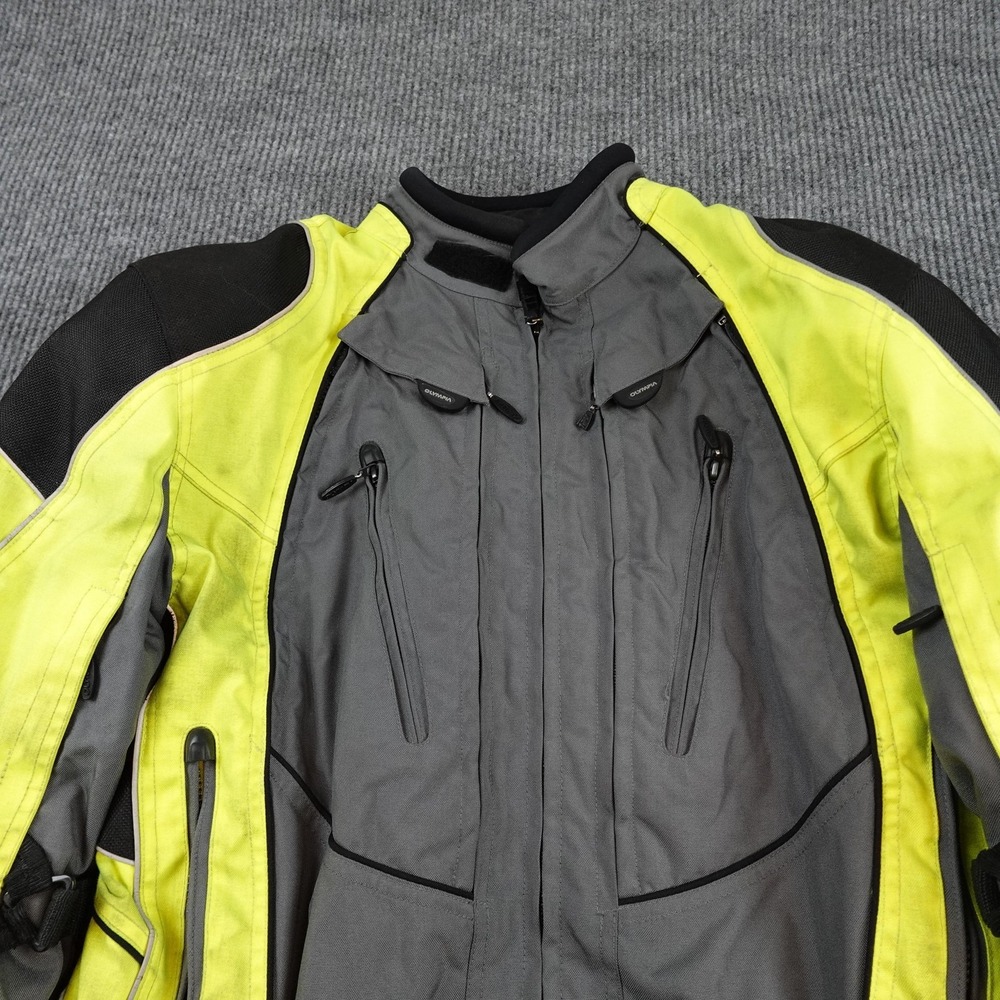 Olympia Moto Sports Jacket Mens Large Hi Vis Yellow Armored Motorcycle Riding - Picture 2 of 9